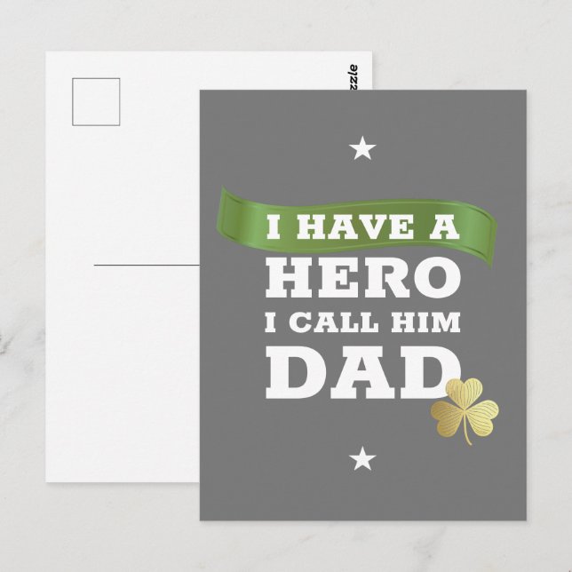 Postal Tengo un héroe que le llamo Papá, Día del Padre (Anverso / Reverso)