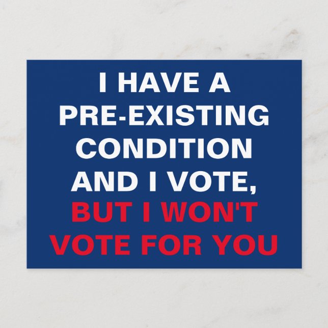 Postal Tengo una condición preexistente y voto (Anverso)