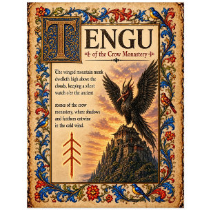 Postal Tengu, Arte de Bestiario Medieval