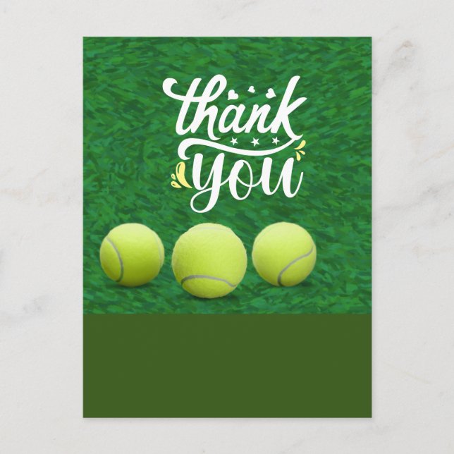 Postal Tenis, carta de agradecimiento con bola para jugad (Anverso)