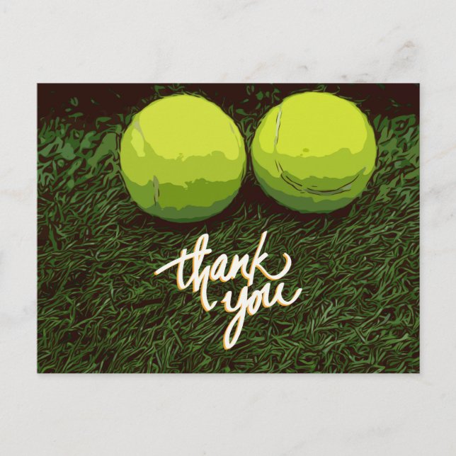 Postal Tenis, carta de agradecimiento con la pelota de te (Anverso)