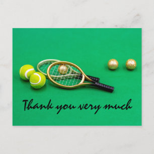 Postal Tenis, carta de agradecimiento con raqueta de bola