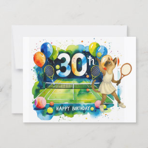 Postal Tenis cumple 30 años para amantes de gatos siamese