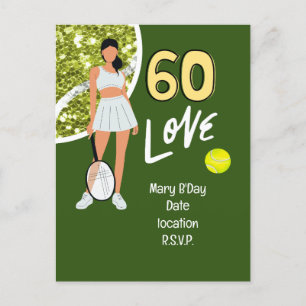 Postal Tenis cumpleaños 60 de jugadora de tenis