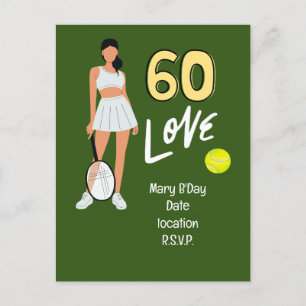 Postal Tenis cumpleaños 60 para jugadora de tenis