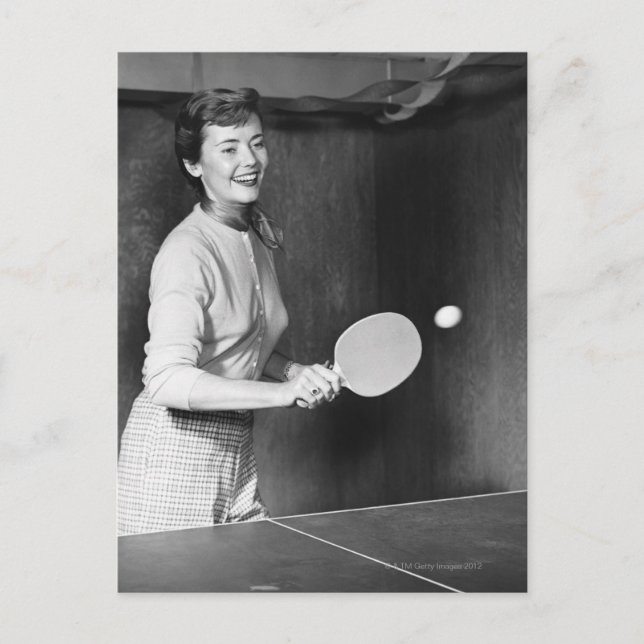 Postal Tenis de mesa para mujeres (Anverso)