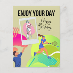 Postal Tenis disfruta tu día feliz cumpleaños  