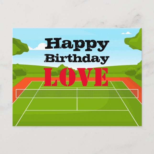 Postal Tenis Feliz Cumpleaños Amor  al jugador (Anverso)