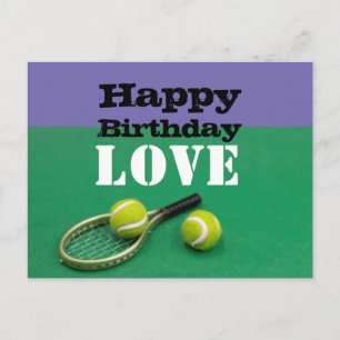 Postal Tenis Feliz cumpleaños, amor por la pelota y la ra
