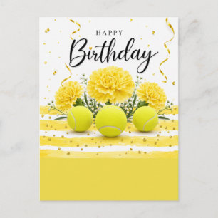 Postal Tenis Feliz Cumpleaños con flores
