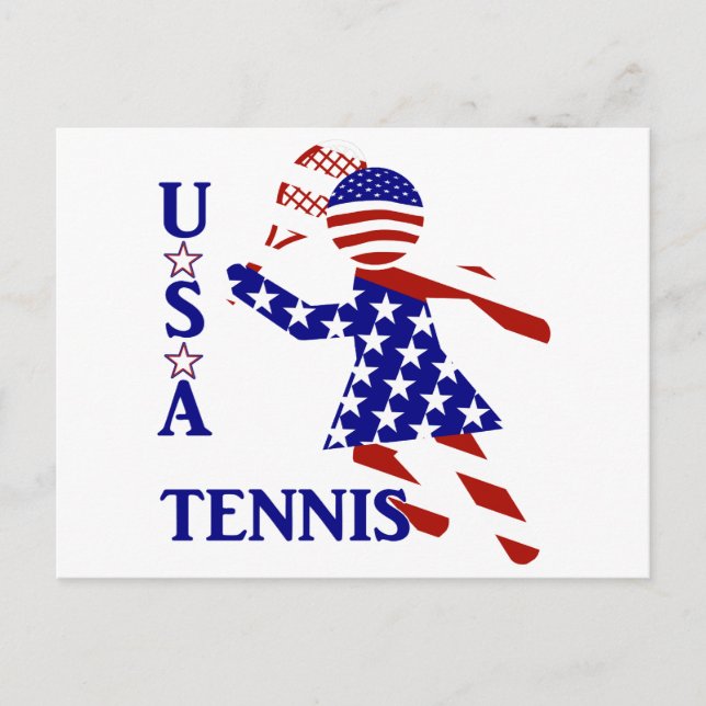 Postal TENIS FEMENINO Patriótico DE EEUU (Anverso)