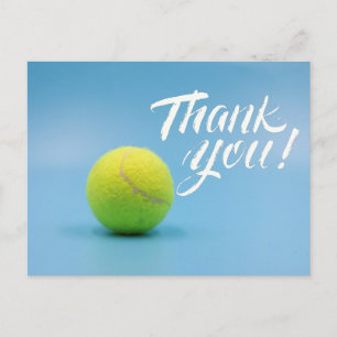 Postal Tenis Gracias carta con bola en azul