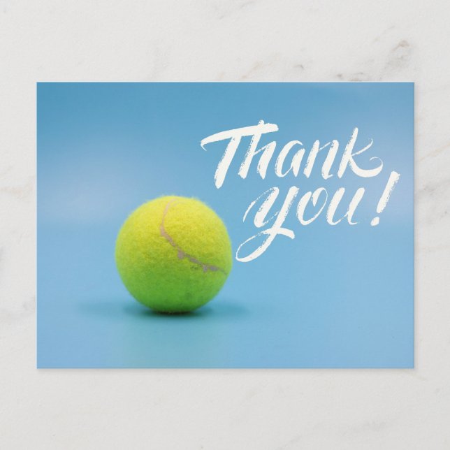Postal Tenis Gracias carta con bola en azul (Anverso)