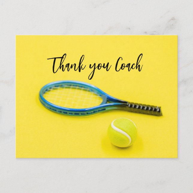 Postal Tenis Gracias entrenador de tenis (Anverso)