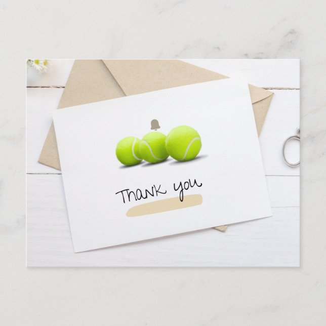 Postal Tenis Gracias por el tenis en blanco (Anverso)