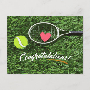Postal Tenis racket y ball con felicitaciones amorosas
