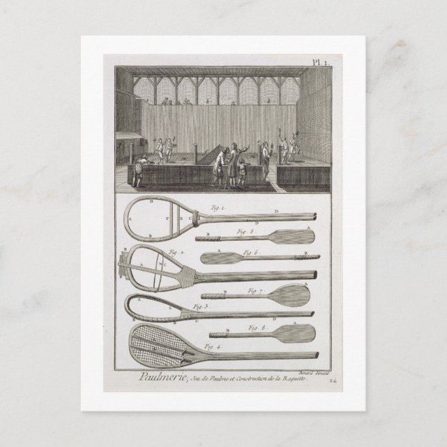 Postal Tenis real y construcción de racquets, desde (Anverso)