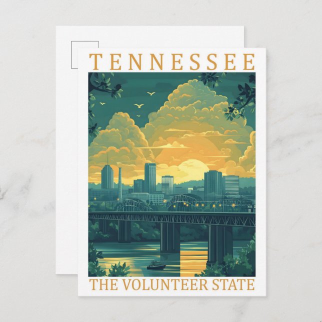 Postal Tennessee, el lugar de viaje del estado voluntario (Anverso / Reverso)