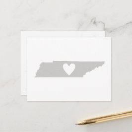 Postal Tennessee Forma de mapa del estado gris con corte