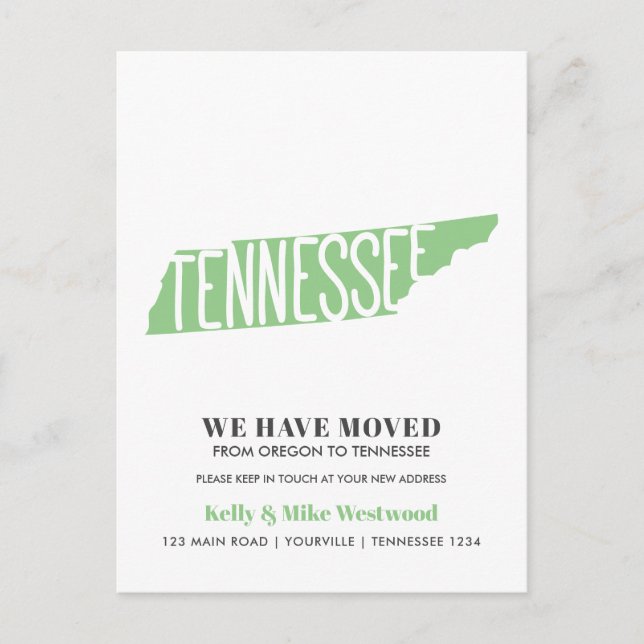 Postal TENNESSEE Hemos movido la nueva dirección Nuevo co (Anverso)