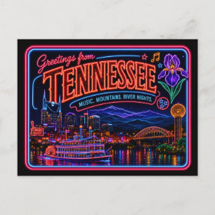 Postal Tennessee Neon Estado Retro Vintage