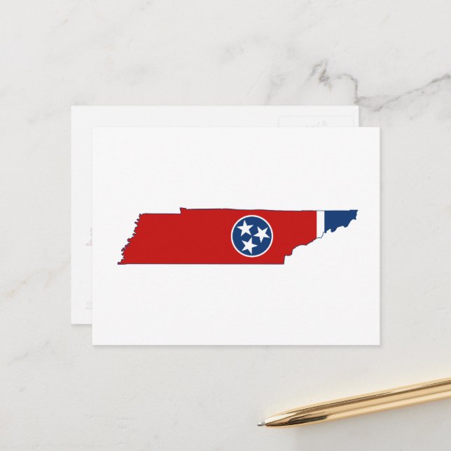 Postal Tennessee Silhouette Map Shaped State Flag (Anverso/Reverso In Situ)