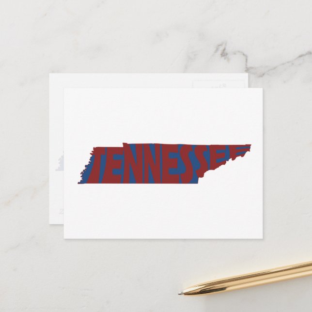 Postal Tennessee State Name Word Art Red (Anverso/Reverso In Situ)