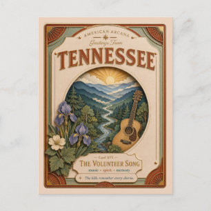 Postal Tennessee Vintage Paper Cut American Arcana