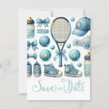 Tennis Baby Shower para Baby Boy con temática azul