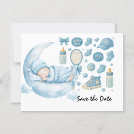 Postal Tennis Baby Shower para Baby Boy con temática azul