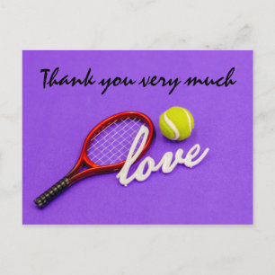 Postal Tennis, carta de agradecimiento con raqueta de bol