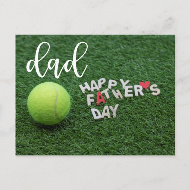 Postal Tennis DAD Feliz Día del Padre con la pelota de te (Anverso)