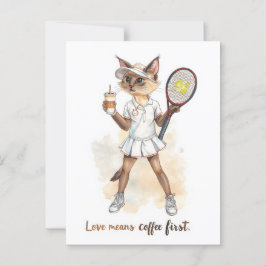 Postal Tennis Divertido decir amor significa café primero