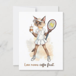Postal Tennis Divertido decir amor significa café primero