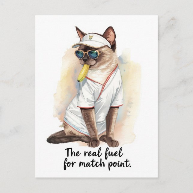 Postal Tennis Divertido diciendo que comer banana (Anverso)