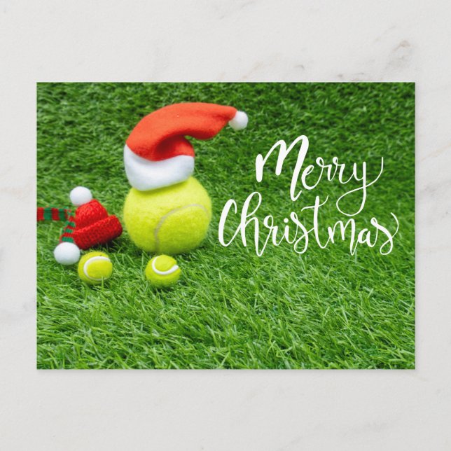 Postal Tennis Feliz Navidad con una pelota verde (Anverso)