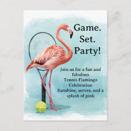 Postal Tennis  Flamingo  with racket and ball invitation 