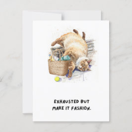 Postal Tennis Funny diciendo que el gato está descansando