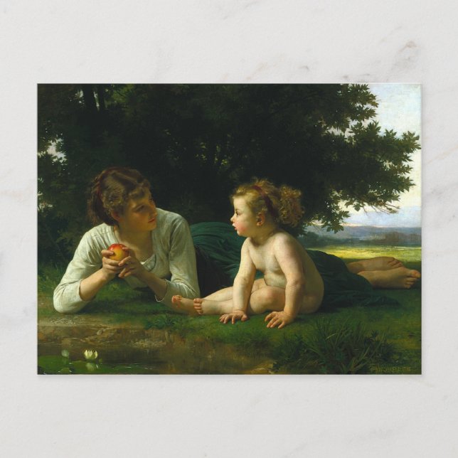 Postal Tentación, William-Adolphe Bouguereau (Anverso)