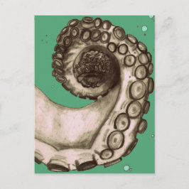 Postal Tentáculo de pulpo naumático verde vintage