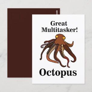 Postal Tentáculos de Pulpo Multitarea Divertido