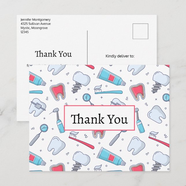 Postal Teorías y herramientas Patrón dental gracias (Anverso / Reverso)