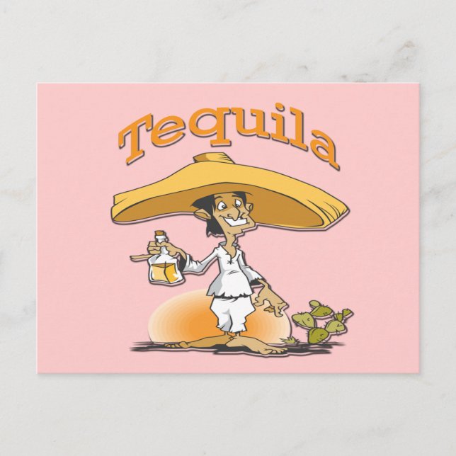 Postal Tequila Cactus Sombrero Mexicano (Anverso)