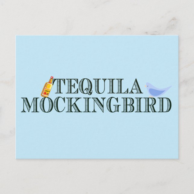 Postal Tequila Mockingbird Funny Book Lover Pun Blue (Anverso)