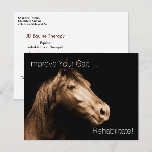 Postal Terapia de Rehabilitación Equino Especialista Nomb (Anverso / Reverso)