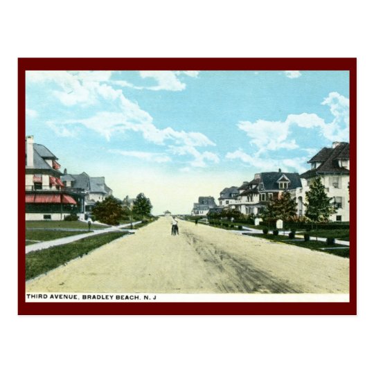 Postal Tercera avenida, playa de Bradley, vintage de NJ