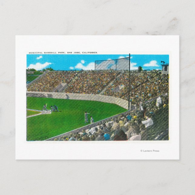 Postal Tercera vista de la línea de base del béisbol muni (Anverso)