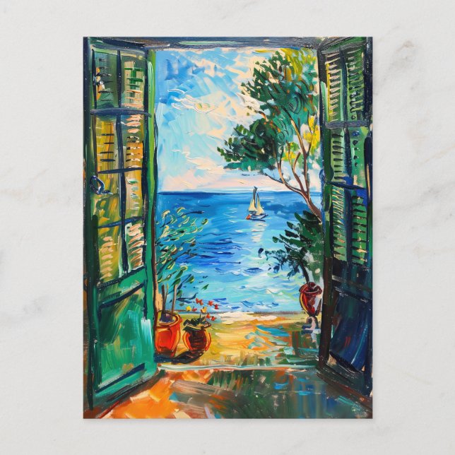 Postal Terrace View of Mediterranean sea (Anverso)