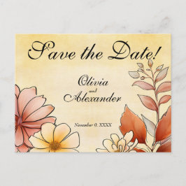 Postal Terracota floral de acuarela de otoño salva la fec