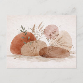 Postal Terracotta Boho Abstract Botanical Watercolor 